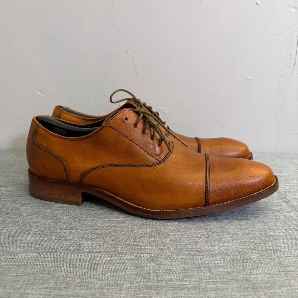 Cole Haan Oxford Dress‎ Shoes Mens 10 M Tan C12337 Cap Toe Leather Classic